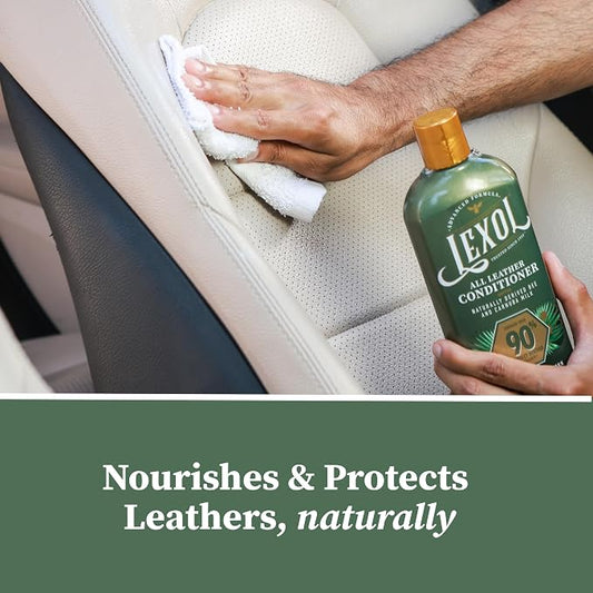 Lexol All Leather Conditioner, Naturally Derived Leather Conditioner with Bee and Carnauba Milk, Great for Car Interiors, Boots, Furniture, Bags, Jackets and More, 16.9 fl oz