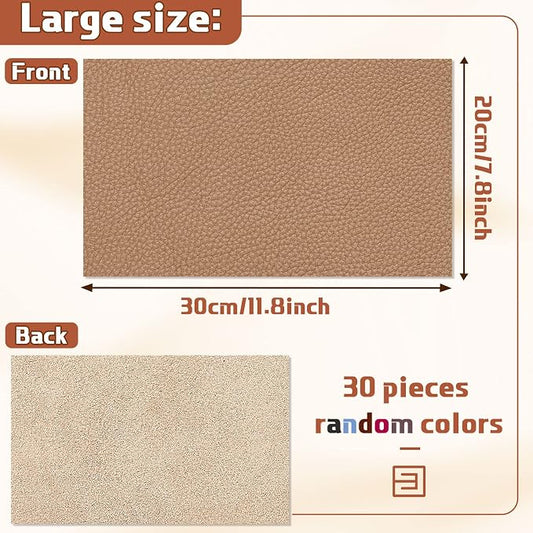Amylove 30 Pcs Genuine Leather Scraps for Craft 12 x 7.8 Inch Tooling Leather Sheets Material(Multicolor)
