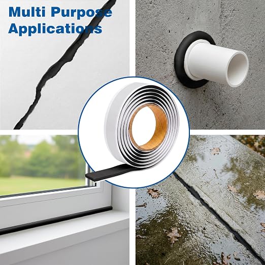 U0U 2Pack Black Moldable Silicone Putty,5mm Waterproof Multi Purpose Butyl Seal Putty Tape,Plumbers Duct Seal Putty for Sink Drain Gap Wall Repair