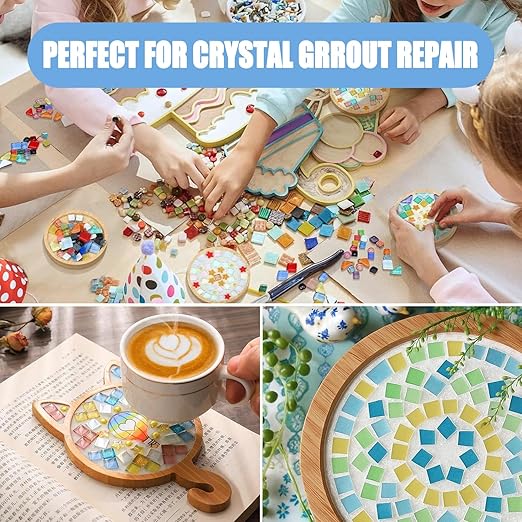 Mosaic Crystal Grout, Mosaics Tile Tools, Mosaic Tile Accessories – Essential for Handmade Grouting and Perfect for DIY Craft Projects (Translucent, 6.3oz)