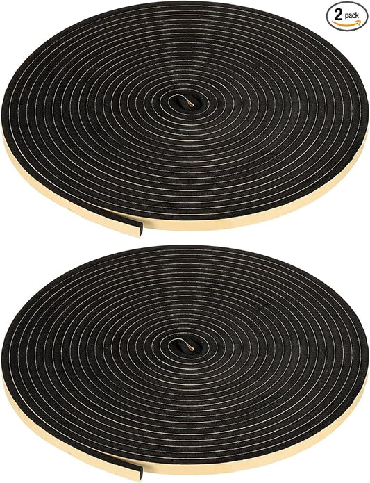 PATIKIL Foam Insulation Tape, 2Pcs 3/8" W x 1/4" t x 32.8FT Self Adhesive Weather Stripping Door Seal Strip for Door Window Air Conditioning, Black