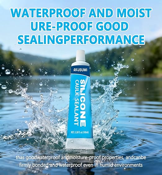 Clear Silicone Caulk Sealant 3.38 fl.oz(100ml), Waterproof & Strong Adhesion, Shrink & Crack Proof for Kitchen Bathroom Window Door Toilet Shower Sink