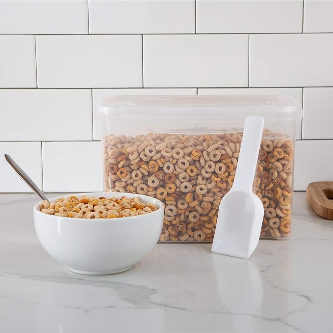 Kitchen Details 2 Pack Cereal Container with Scooper | Medium | Large | Airtight | Food Tin | Keeps Fresh | Kitchen & Pantry Storage Organizers | Clear