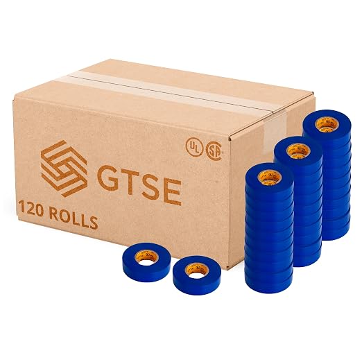 GTSE Blue Electrical Tape, 120 Rolls Bulk Box – Waterproof, Industrial Grade Vinyl, 3/4 in x 66ft– Strong Self-Adhesive PVC Electric Tape for Wire Insulation, 7 Mil, 600V – UL/CSA Listed