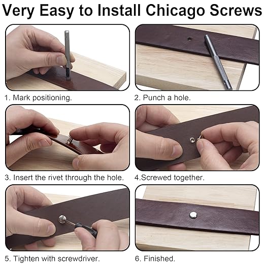 YORANYO 70Sets Chicago Screws Leather Rivets Assorted Screw Rivets Chicago Binding Screws for Decorate and Repair Leather Craft Belt Bag Shoes Purse Bookbinding (Antique Copper, M5*15,18,20,25)