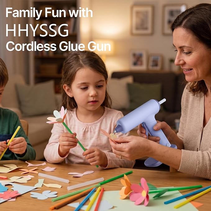 Cordless Hot Glue Gun Kit USB-C Rechargeable Magnetic Mount Base with 40 Premium Glue Sticks for DIY Crafts and Gifts（Gray）