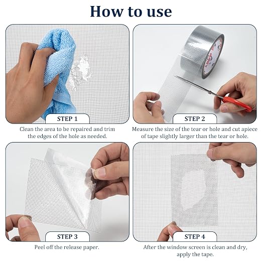 3″ X 30 FT Grey Window Screen Repair Tape, Strong Adhesive Fiberglass Mesh Patch for Window & Door Screen Tears