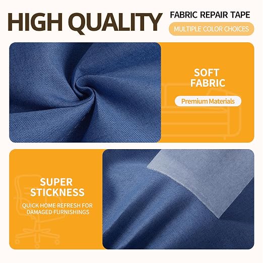 Fabric Repair Tape, Self-Adhesive Couch Patch Repair Fabric Patches for Furniture, Couch Repairing Kit Tape for Upholstery, Carpets, Chairs, Sofas, Pillows Linen 4x80 Inch Blue