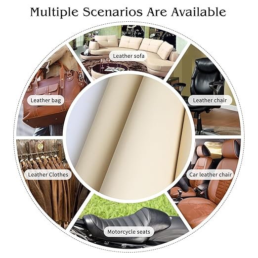 BSZHTECH Leather Repair Tape Self-Adhesive Leather Repair Patch for Couch Furniture Sofas Car Seats Advanced PU Vinyl Leather Repair Kit (Beige, 17X79 inch)