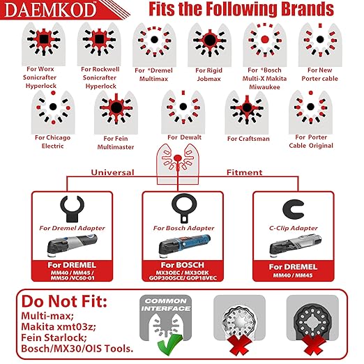 9 Pack Diamond Oscillating Tool Blade, Professional Multitool Blades, Grout Removal Blade for Oscillating Tool, Multi Tool Blades Kits for Oscillating Tool Accessories