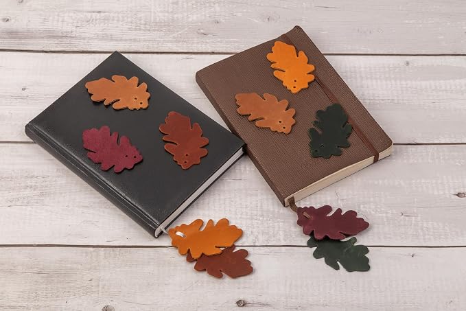 Set of 10 Leather Leaves Patches – 7x3 cm (2.75x1.18”) – Handmade Leather Labels – 1.6 mm Thick – Handmade Tags for Crochet - Leathers Tags - DIY Craft Appliques for Sewing, Repair & Decoration