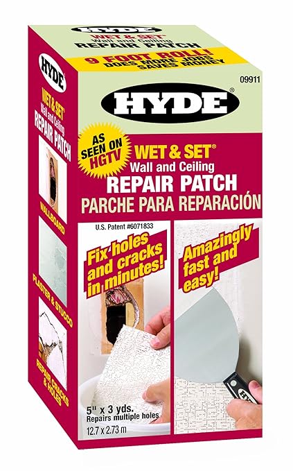 Hyde Tools 09911 5-Inch by 9-Foot Wet and Set Contractor's Roll Wall and Ceiling Repair Patch , Gray