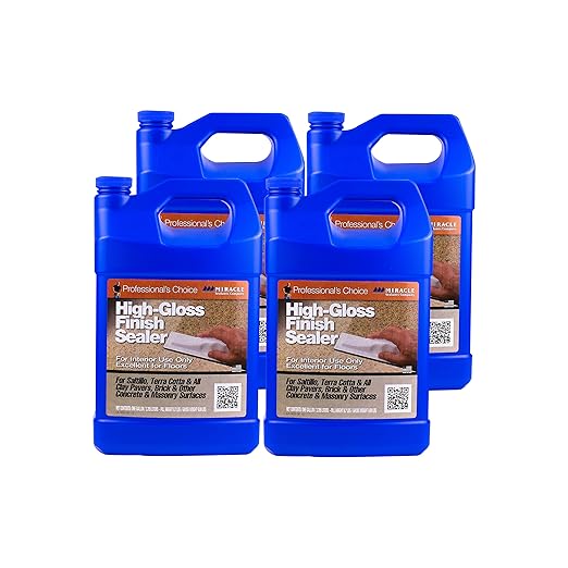 Miracle Sealants High-Gloss Finish Sealer for Tile & Stone, Water Based, Gallon, 4 Pack