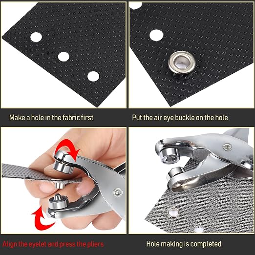 Mudder 301 Pcs Grommet Eyelet Pliers Tool Kit, Fabric Leather Hole Eyelets and Grommets Punch Pliers with 300 Metal Eyelets for Belt Shoes Cloths(1/4 Inch,Coppery, Gold, Silver)