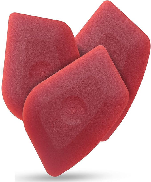 Azureblue Pan Scraper Dish Scraper Food Scraper Tool Plastic Pot Scraper Kitchen Scraper Grease Scraper Cast Iron Skillet Pan Scraper Tool for Cleaning (3 Pcs, Red)