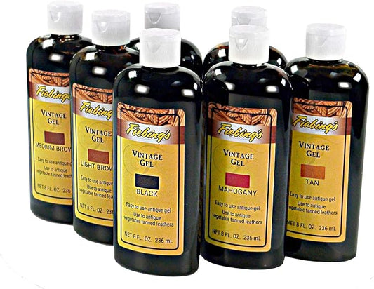 Fiebing's Vintage Gel - Saddle Tan 8oz - Antique Gel for Leather