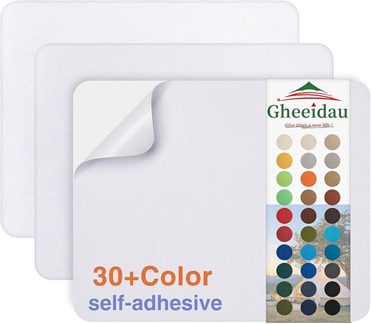 Gheeidau Canvas Repair Patch 9×11 Inch 3Pcs Waterproof Self-Adhesive Fabric Repair Patch for Tents,Boat Cover,Pop Up Canopy,Patio,Bags,Car Seats,Sofas,Furniture Cover(White)