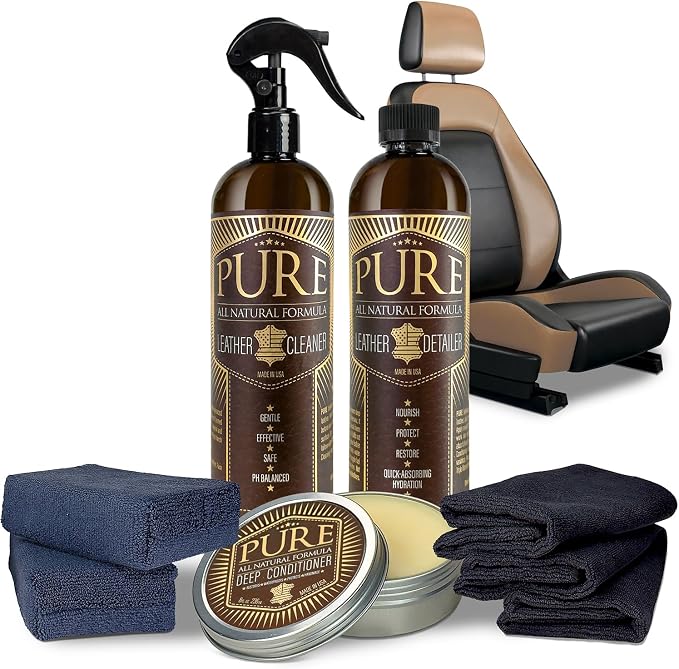 Shop Square Pure Beeswax Leather Care Kit - Natural Cleaner, Conditioner & Detailer for Jackets, Boots, Handbags & Designer Leather - Tea Tree + Beef Tallow Formula - Made in USA