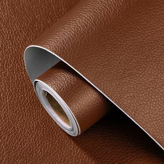 Leather Repair Patch 15.7x160 inch Large Self-Adhesive Vinyl DIY Leather Repair Kit for Sofa Car Seats Chairs Shoes Bags Damaged Furniture (Brown）