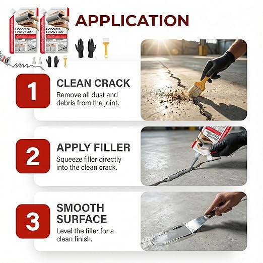 Concrete Crack Filler 2-Pack 2.2LB Grey, Self-Leveling High Elasticity Cement Sealant, Waterproof Repair Caulk for Driveway, Patio, Sidewalk, Garage, Basement– Professional-Grade Durability