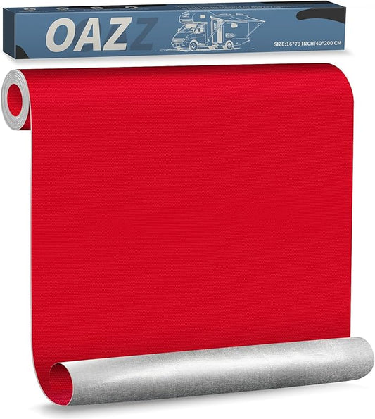 OAZ 16 x 79 inch Canvas Repair Patches Canvas Fabric Patch Self-Adhesive Fabric Repair Tape Waterproof Outdoor Gear Patch Kit for Boat Cover Awning Sofa Chair Couch Tent Bag (Red)