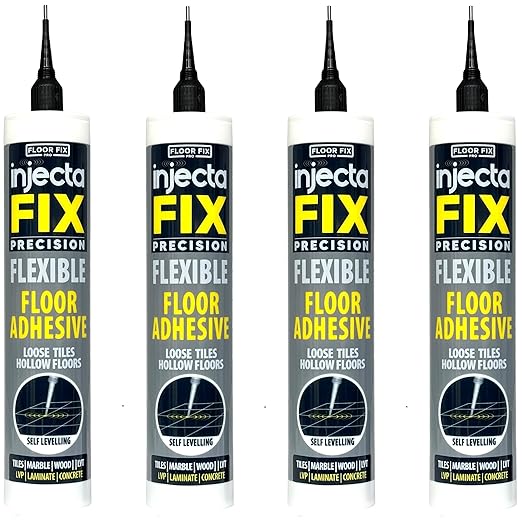 Floor-Fix Pro Injectafix Tile Repair Kit – Extra Strength Tile Adhesive for Loose & Hollow Floor Tiles, Wood, Laminate & LVT – Injection Repair Glue with Stainless Steel Precision Tip 10.1 fl oz (4)