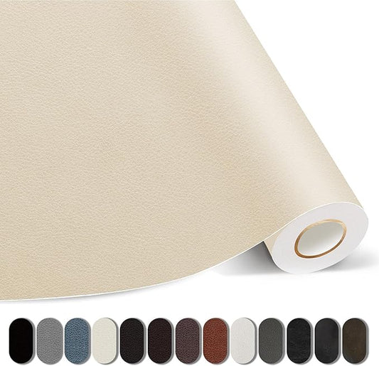 Leather Repair Patches, 35X79 Inch Self-Adhesive Leather Repair Tape, Stretch Vinyl Repair Kit for Couch Furniture Sofas Car Seats (Beige, 35X79 Inch)