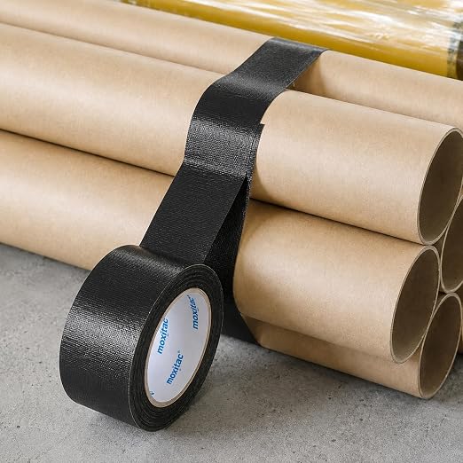 Black Duct Tape Heavy Duty, 1 Roll, 2 Inch x 30 Yards, PE Coated Cloth Tape, Easy Tear by Hand, Water-Resistant Surface for Repairs, Packaging, Bundling, Garage and Workshop