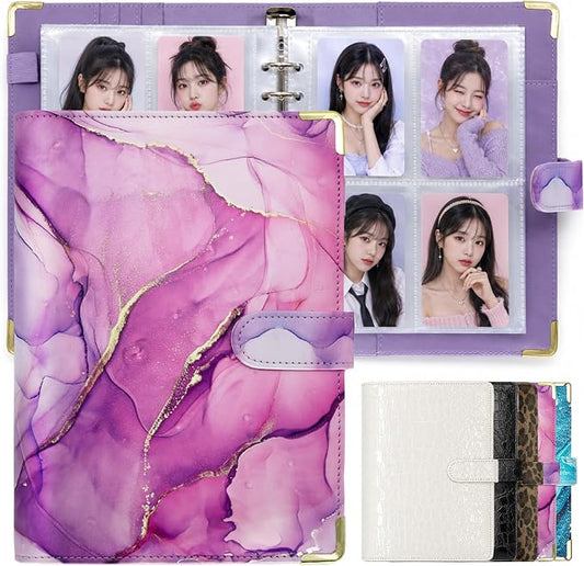 Convend A5 Kpop Photocard Binder,6 Ring Refillable Binder Album with 240 Card Slots,PU Leather Cover,Magnetic Closure for K-pop Photocards,Trading Cards,Game Cards,Marble Purple