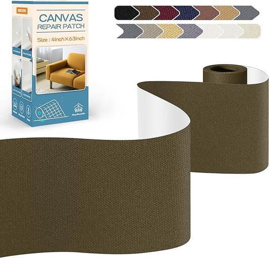KING MOUNTAIN Canvas Repair Tape,Outdoor Gear Patch, 4×63 Inches,Waterproof,Self-Adhesive for Repairing Boat Covers,Sun Shades,Sofas,Tents,Lounge Chairs,Awnings (Dark Green)