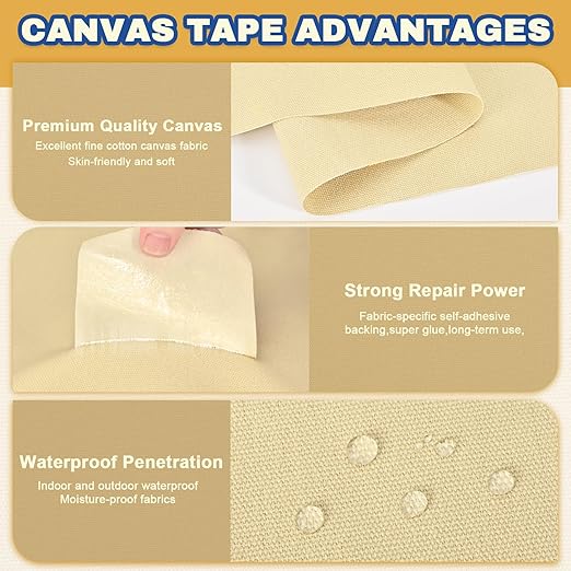 Canvas Repair Tape, 16 x 63 Inch Waterproof Heavy Duty Fabric Tape for Furniture, Self Adhesive Canvas Repair Patches for Boat Covers, Sofas, Tents, Louge Chairs, Canopy, Awning Dark Gray