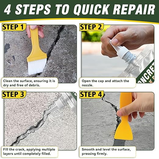 Concrete Crack Filler, Premium Cement Crack Filler, Self Leveling Crack Sealant, Waterproof, High Elasticity Caulking Glue for Driveway, Sidewalk, Patio, Outdoor Concrete Joint Repair