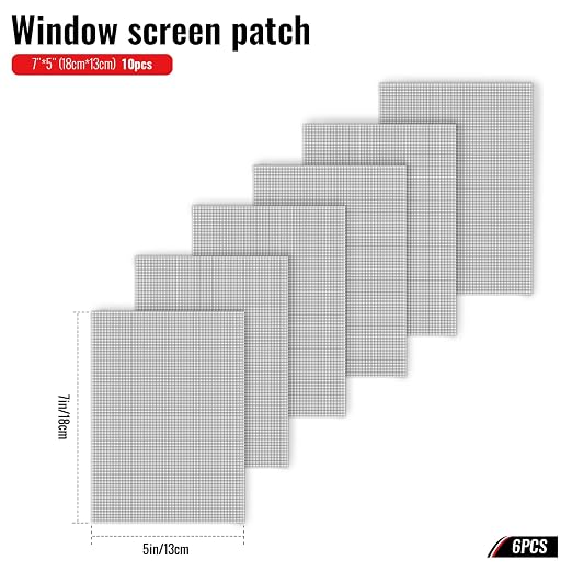 Matenf Window Screen Repair Patch, 7"x 5"(18cm x 13cm), Gray, 3-Layer Strong Adhesive Window Screen Mesh Tape, Repair Kit for Window and Door Screen Tears Holes