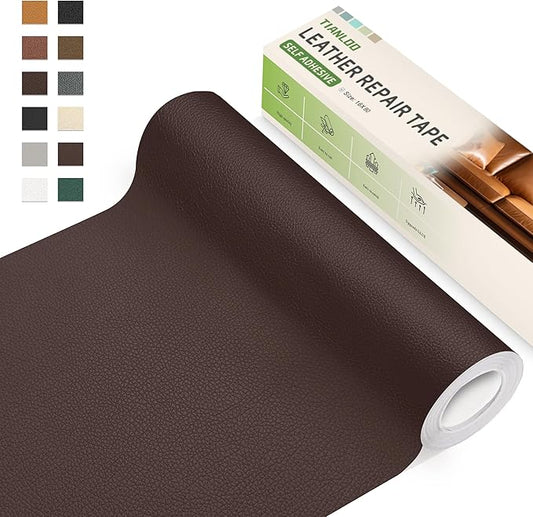 TIANLDD Leather Repair Tape,16 x 80 Inches Self Adhesive Leather Repair Patch，Leather Repair Kit for Furniture，Couches,Car Seats,Cabinets,Handbags(Light Coffee-Litchi Grain)