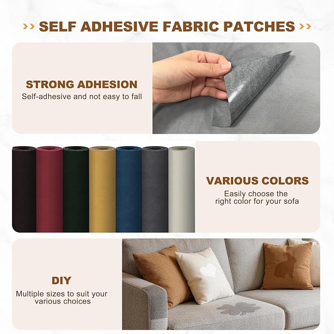 Azobur Sofa Fabric Repair Patch, Oversized Microfiber Patch, Self-Adhesive Repair Fabric, Super Cost-Effective (Olive Green)