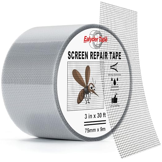 3″ X 30 FT Grey Window Screen Repair Tape, Strong Adhesive Fiberglass Mesh Patch for Window & Door Screen Tears