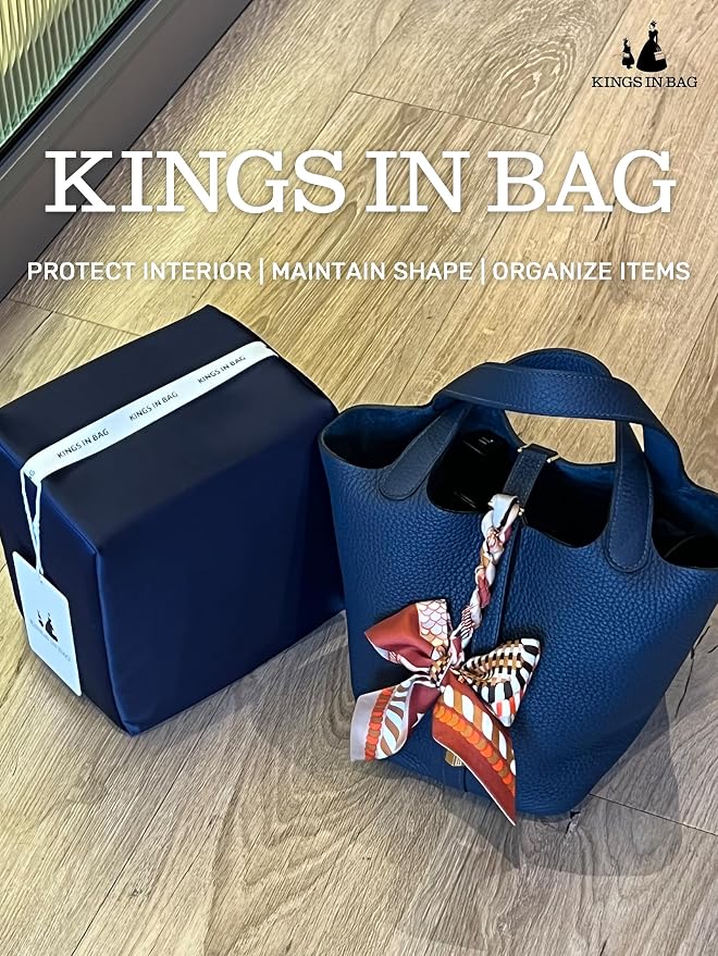 Purse Pillow Insert to Keep Shape - Lightweight Memory Foam Insert with Satin Cover for Home Storage & Travel, Multicolor Options, Fits for Picotin 18(Blue nuit, PC18)
