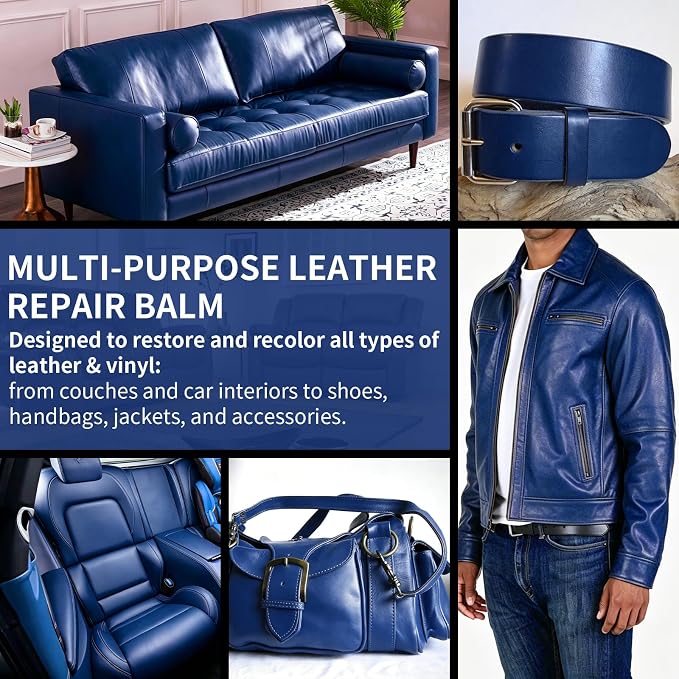 Leather Recoloring Balm and Leather Repair Kit for Furniture, Leather Dye for Couches, Car Seats, Leather Paint & Stain for Sofa, Chairs, Bags, and More