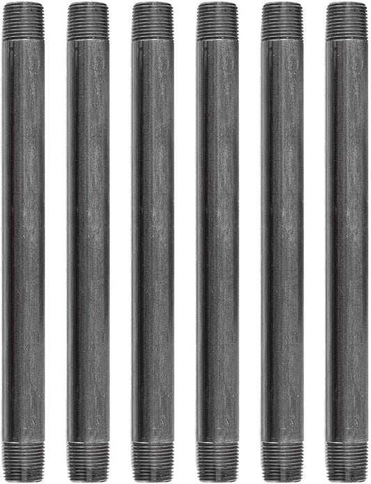 PIPE DÉCOR 1/2” x 42” Malleable Cast Iron Pipe Nipple, Pre-Cut Connectors, Industrial Steel Grey Fits Standard Half Inch Black Threaded Pipes Nipples and Fittings, Build Vintage DIY Furniture, 4 Pack