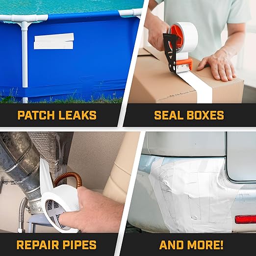 Lockport Duct Tape Heavy Duty Waterproof,20 Yards x 2 Inch,Strong Adhesive Roll for Indoor & Outdoor Repair,No Residue,Tear by Hand - Duct Tape Bulk Value (White, 3-Pack)