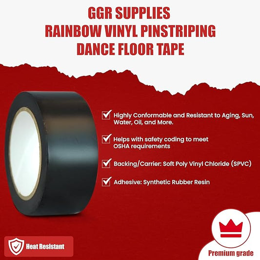 GGR Supplies T.R.U. CVT-536 Dark Blue Vinyl Pinstriping Dance Floor Tape: 3 in. Wide x 36 yds. Several Colors