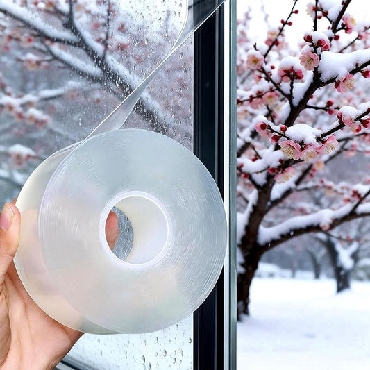 Transparent Window Weather Sealing Tape 2 Inch x 66 FT Weather Stripping Residue-Free Clear Window Insulation Caulk for Shower Glass Gaps and Clear Tape Doors Windows Windproof