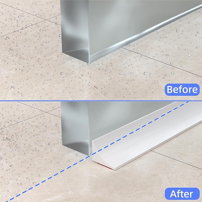 39 Inch Shower Threshold Water Dam Barrier,Silicone Shower Door Bottom Seal for Water Stopper,Flexible Edge Trim for Countertop Water Stopper,Self Adhesive Water Blocker for Bathtub,Transparent
