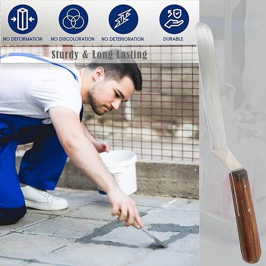 A2Z Scilab Brand Engineering Classic Offset Caulk Tooling Spatula, Stainless Steel (7 Inch Long Offset Blade)