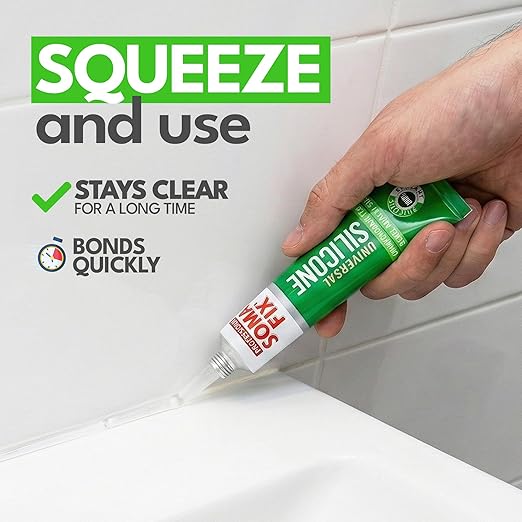 Clear Silicone Caulk - Easy Squeeze Caulking Tube, Silicone Sealant for Wood, Kitchen, Bathroom, Sink, Windows - Multi Purpose & Waterproof - 1.7 fl. oz (Clear)