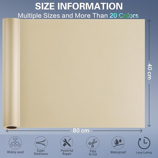 Self Adhesive Leather Repair Patch Kit, 31.4 in x 16 in Large Vinyl Leather Repair Tape for Furniture, Car Seat, Couch, Sofa, Chair Smooth Light Khaki