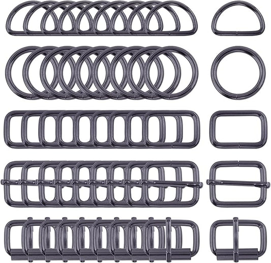 Swpeet 5 Style Metal Buckles - Adjustable Slide, D Ring, Circular Ring
