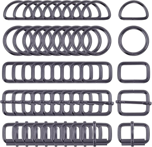 Swpeet 5 Style Metal Buckles - Adjustable Slide, D Ring, Circular Ring