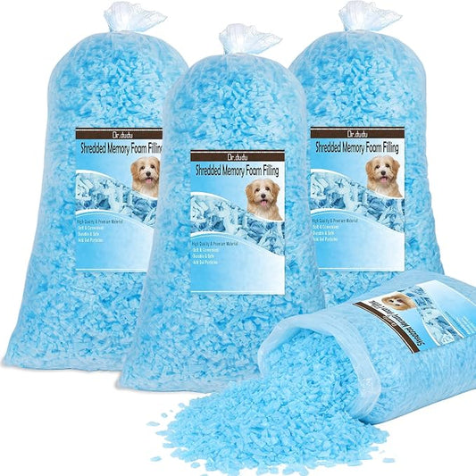DR.DUDU 20 lbs Bean Bag Filler Foam, Shredded Gel Memory Foam Filling, Premium Soft and Comfortable Pillow Stuffing Foam for Couch Cushion Dog Bed Chair Arts Crafts Stuffed Animal