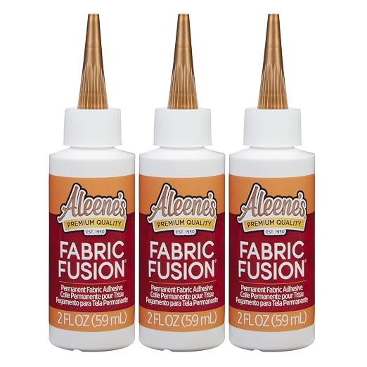 Aleene's Fusion Fabric Adhesive 2 fl oz 3-Pack, Washable Fabric Glue for Clothes, Denim, Leather, Polyester, Cotton, Fabrics, Dries Flexible
